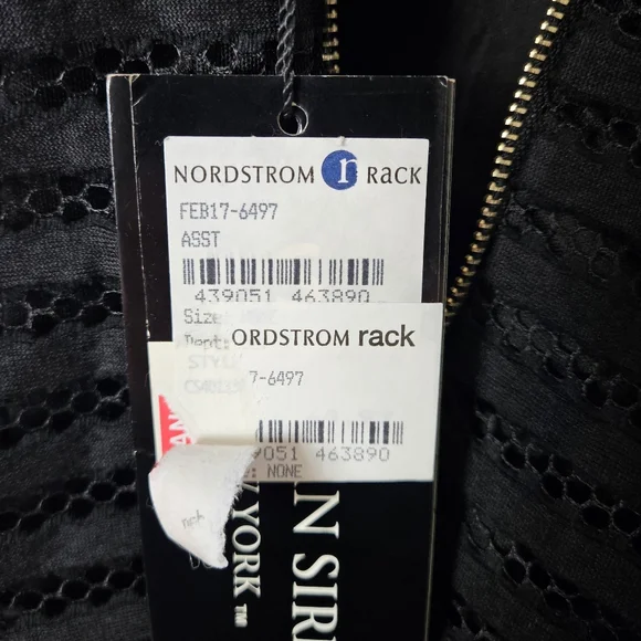 Christian Siriano Black Mesh Stripe Cocktail Dress Nwt Womens Size S Midi - Picture 7 of 12